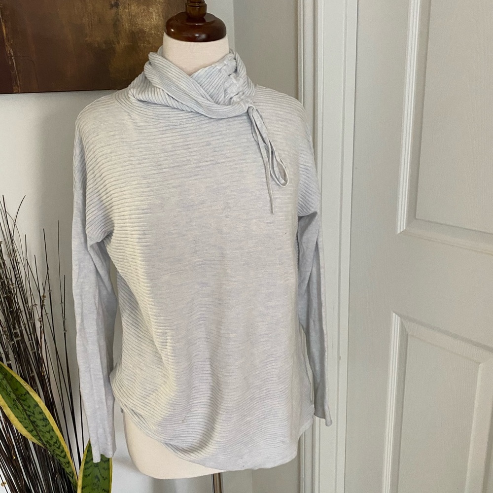 Baby blue Akin Sweater cowl ruched neck
